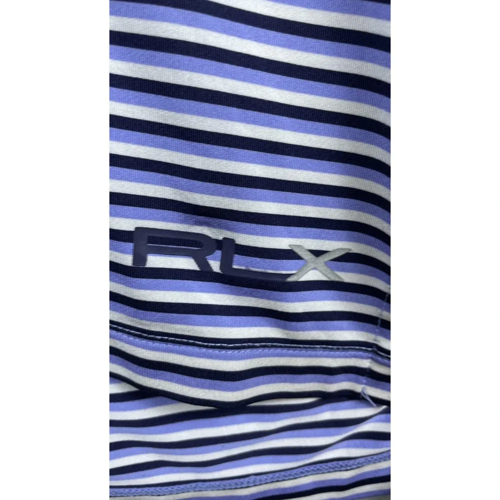 RLX Ralph Lauren‎ Polo Shirt Mens XL Blue White Stripe Golf Performance Stretch